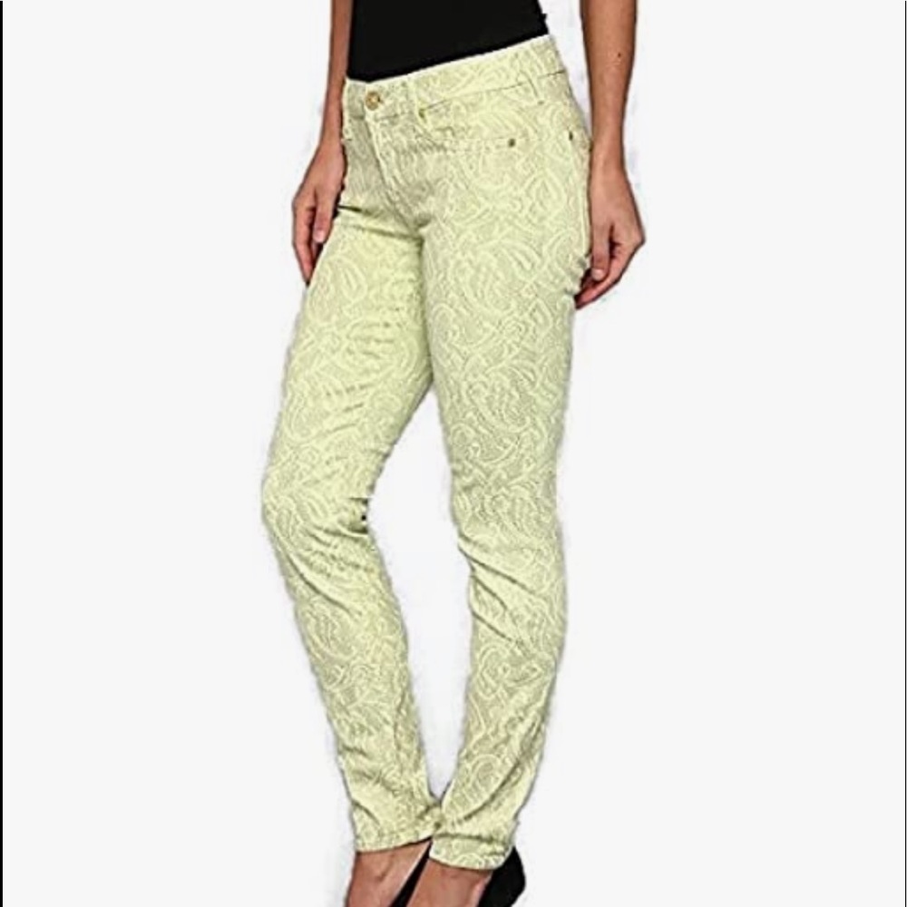 7 For All Mankind Paisley Metallic Jeans Green 23